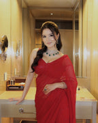 Faux Georgette Sequins & Dori Work Saree | Karwa Chauth | VrindaaLuxe