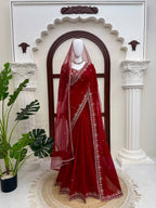 Faux Georgette Thread & Sequin Saree | With Dupatta | VrindaaLuxe