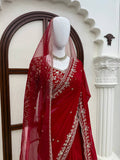 Faux Georgette Thread & Sequin Saree | With Dupatta | VrindaaLuxe