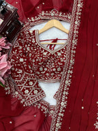 Faux Georgette Thread & Sequin Saree | With Dupatta | VrindaaLuxe