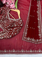 Faux Georgette Thread & Sequin Saree | With Dupatta | VrindaaLuxe