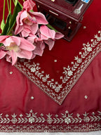 Faux Georgette Thread & Sequin Saree | With Dupatta | VrindaaLuxe