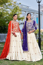 Vichitra & Tissue Silk Embroidered Festival Lehenga Choli with Dupatta