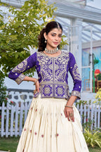 Vichitra & Tissue Silk Embroidered Festival Lehenga Choli with Dupatta