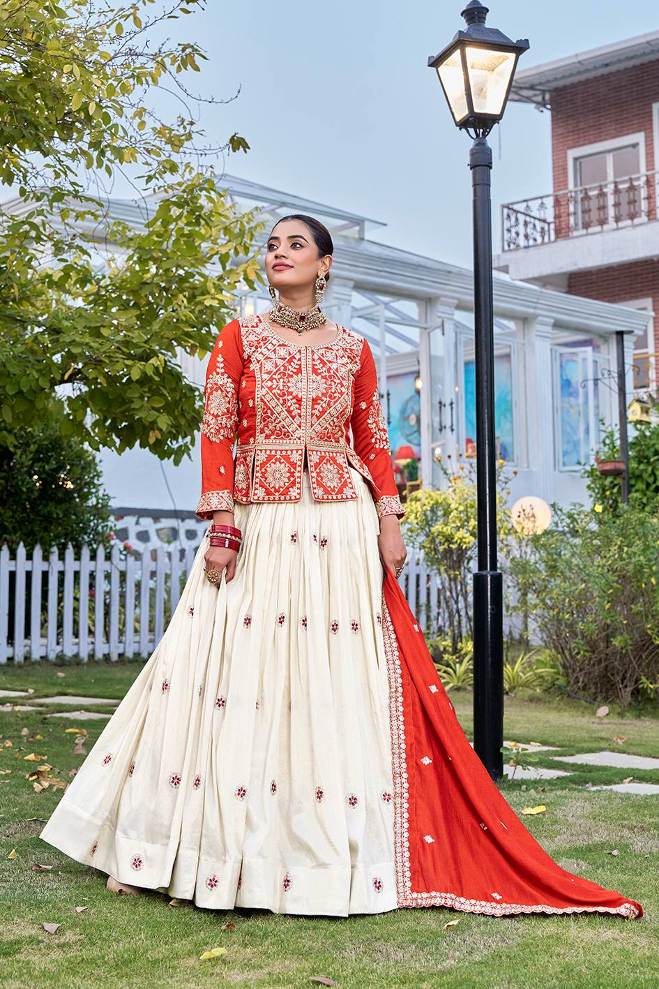 Vichitra & Tissue Silk Embroidered Festival Lehenga Choli with Dupatta