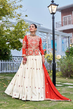 Vichitra & Tissue Silk Embroidered Festival Lehenga Choli with Dupatta