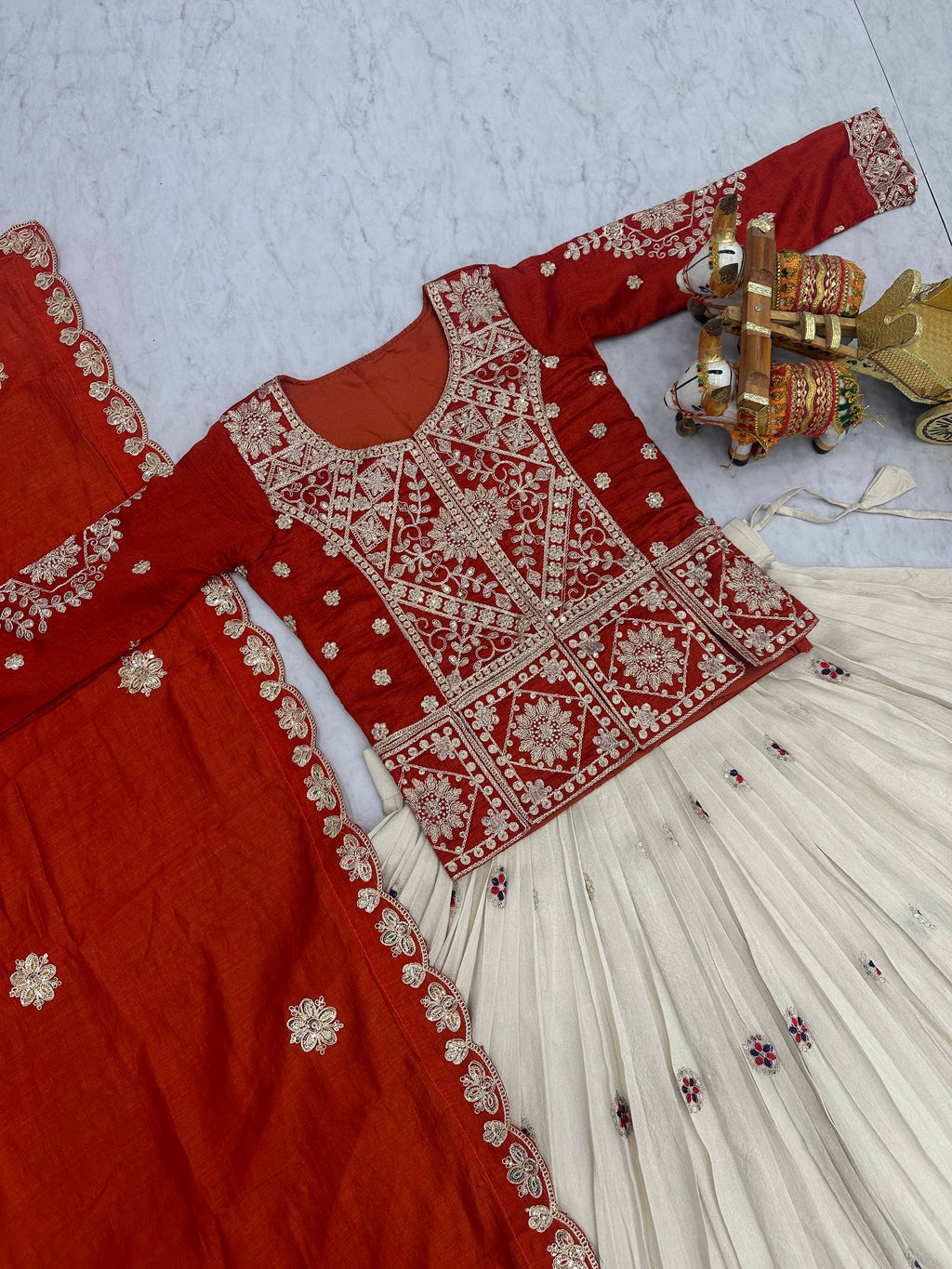 Vichitra & Tissue Silk Embroidered Festival Lehenga Choli with Dupatta