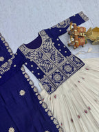 Vichitra & Tissue Silk Embroidered Festival Lehenga Choli with Dupatta