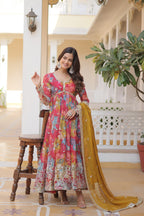 Alia Cut Gown with Dupatta | Russian Silk Zari Embroidered