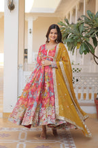 Alia Cut Gown with Dupatta | Russian Silk Zari Embroidered