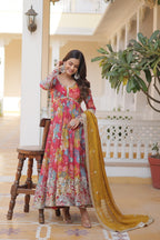 Alia Cut Gown with Dupatta | Russian Silk Zari Embroidered