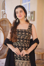 Faux Georgette Embroidery Sequin Top Palazzo Sharara Set | Party Wear