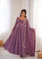 Blooming Georgette Anarkali Gown Set | Designer Yoke with Dupatta | Festive & Wedding Wear