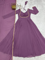 Blooming Georgette Anarkali Gown Set | Designer Yoke with Dupatta | Festive & Wedding Wear