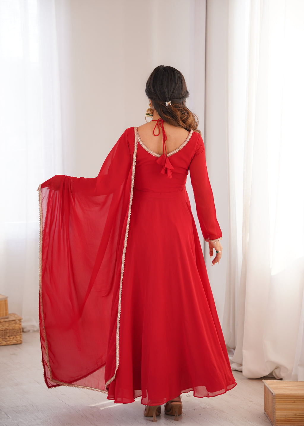 Blooming Georgette Anarkali Gown Set | Designer Yoke with Dupatta | Festive & Wedding Wear