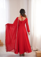 Blooming Georgette Anarkali Gown Set | Designer Yoke with Dupatta | Festive & Wedding Wear