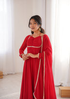 Blooming Georgette Anarkali Gown Set | Designer Yoke with Dupatta | Festive & Wedding Wear