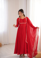 Blooming Georgette Anarkali Gown Set | Designer Yoke with Dupatta | Festive & Wedding Wear
