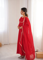 Blooming Georgette Anarkali Gown Set | Designer Yoke with Dupatta | Festive & Wedding Wear