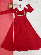 Blooming Georgette Anarkali Gown Set | Designer Yoke with Dupatta | Festive & Wedding Wear