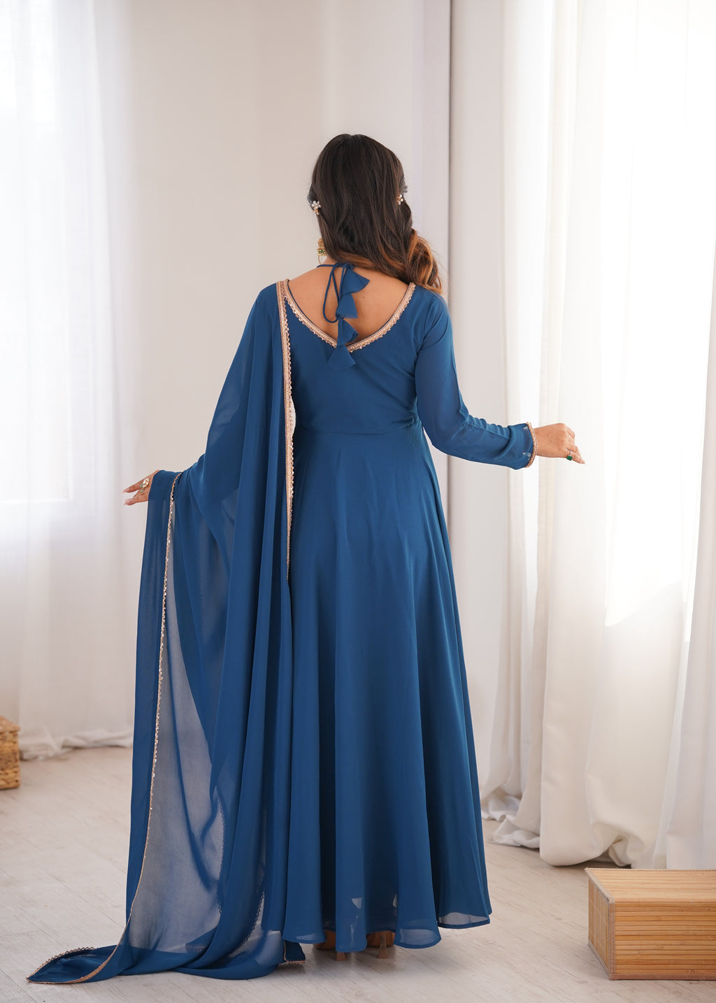 Blooming Georgette Anarkali Gown Set | Designer Yoke with Dupatta | Festive & Wedding Wear