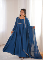 Blooming Georgette Anarkali Gown Set | Designer Yoke with Dupatta | Festive & Wedding Wear