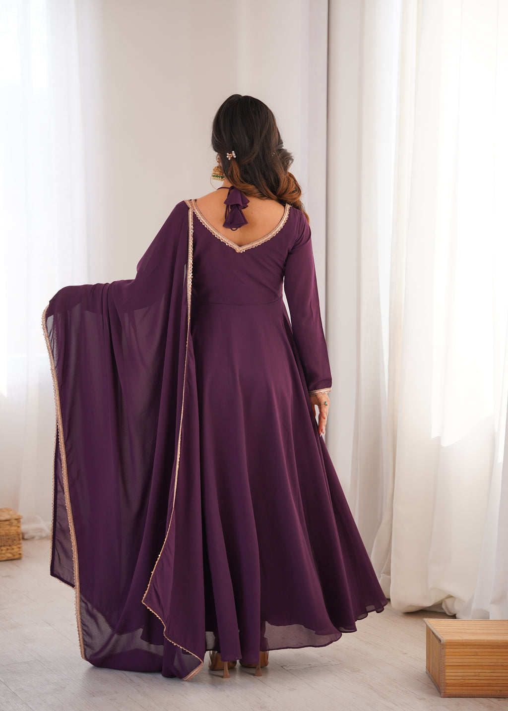 Blooming Georgette Anarkali Gown Set | Designer Yoke with Dupatta | Festive & Wedding Wear