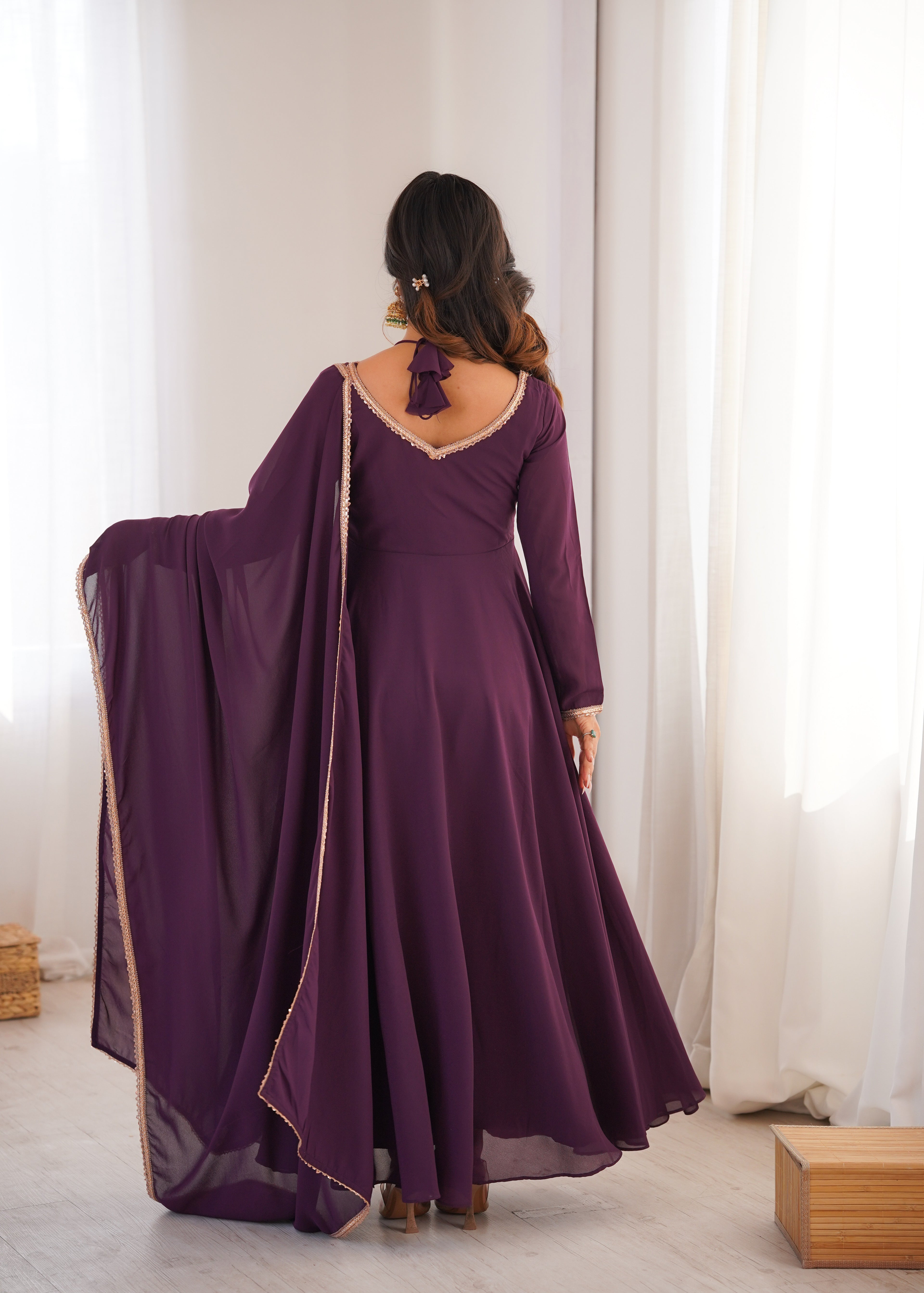 Blooming Georgette Anarkali Gown Set | Designer Yoke with Dupatta | Festive & Wedding Wear
