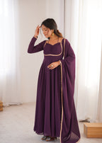 Blooming Georgette Anarkali Gown Set | Designer Yoke with Dupatta | Festive & Wedding Wear