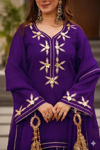 Crunchy Chiffon Handmade Charkhi Gota Kurta Sharara Set | Festive Ethnic Wear
