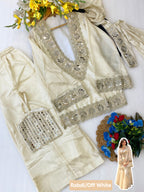 Chinon Mirror Moti Work Kurta Sharara Set | Festive Occasion Wear
