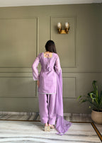 Crunchy Silk Swarovski Work Farshi Salwar Suit Set | Eid Special | Top, Salwar & Dupatta