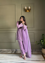 Crunchy Silk Swarovski Work Farshi Salwar Suit Set | Eid Special | Top, Salwar & Dupatta