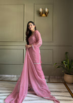 Crunchy Silk Swarovski Work Farshi Salwar Suit Set | Eid Special | Top, Salwar & Dupatta