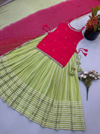 Fendy Silk Mirror Work Lehenga Set | Embroidery Dupatta Festive