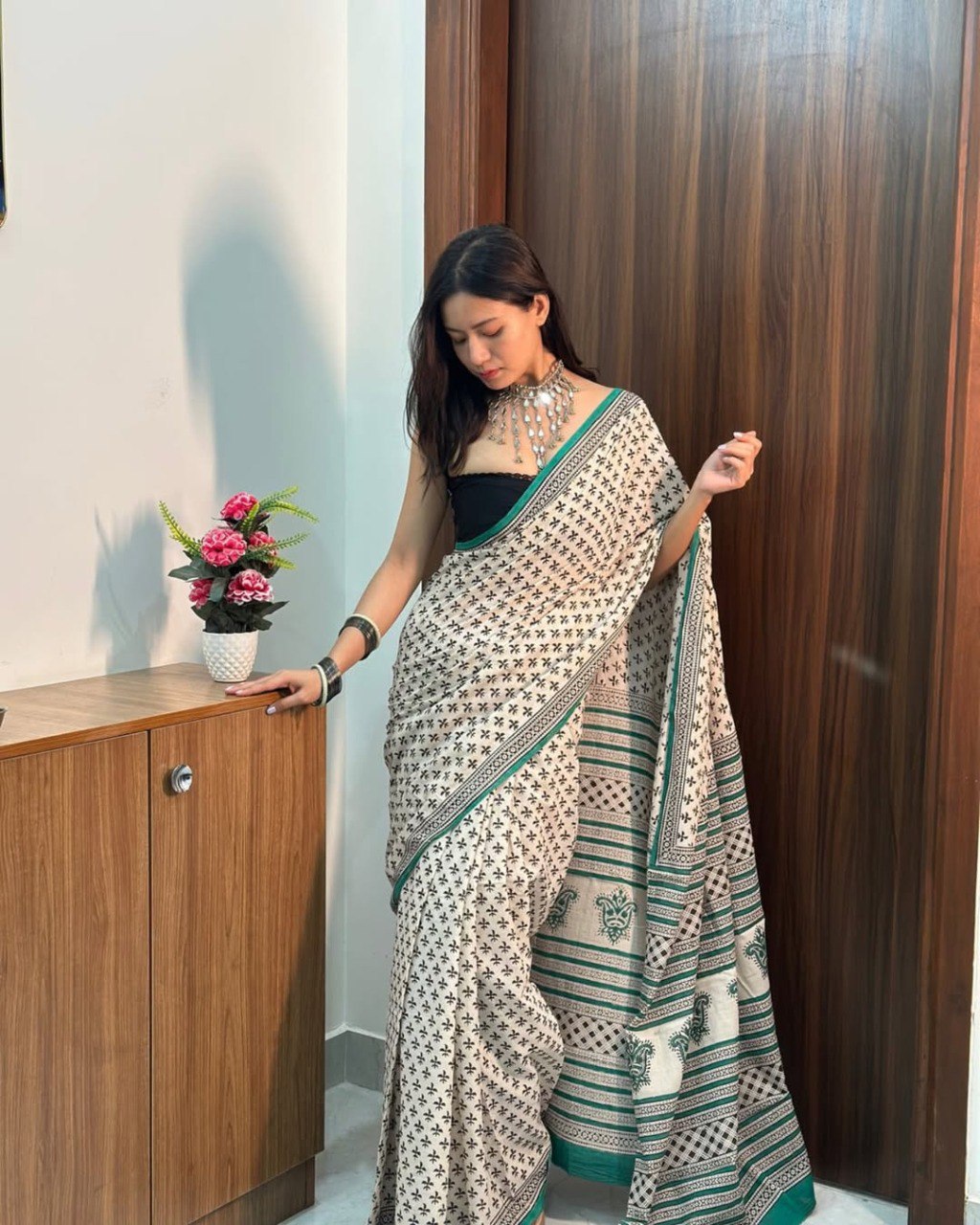 Mul Cotton Printed Pocket Saree | Ready To Wear Everyday Grace
