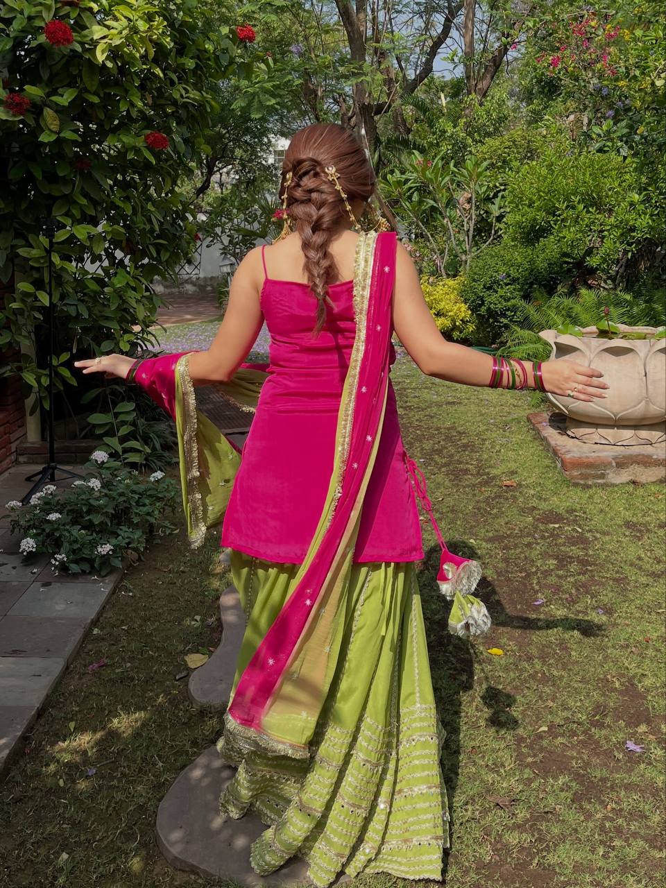 Fendy Silk Mirror Work Lehenga Set | Embroidery Dupatta Festive