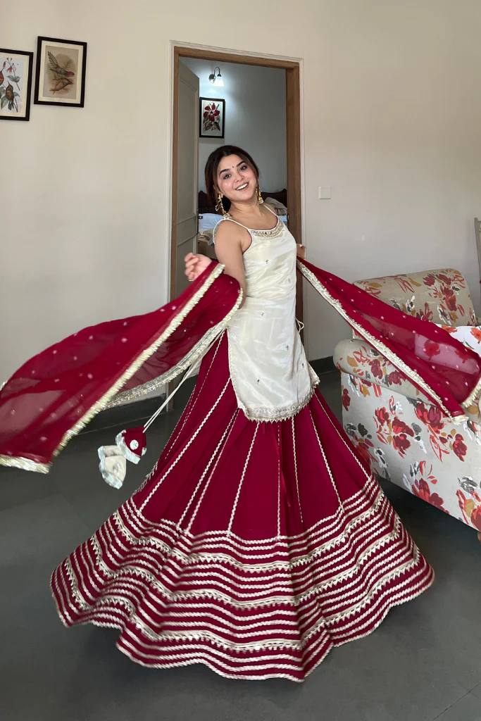 Fendy Silk Mirror Work Lehenga Set | Embroidery Dupatta Festive