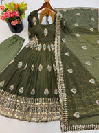Fendy Silk Gown Set | Sequin Embroidered Dupatta | VrindaaLuxe