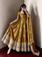 Fendy Silk Gown Set | Sequin Embroidered Dupatta | VrindaaLuxe