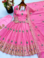 Fendy Silk Gown Set | Sequin Embroidered Dupatta | VrindaaLuxe