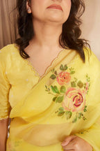 Organza Silk Printed Handwork Ready To Wear Saree | Festive