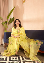 Organza Silk Printed Handwork Ready To Wear Saree | Festive