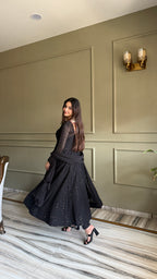 Lucknowi Georgette Anarkali Suit Set | Sequin & Thread Work with Dupatta & Pant