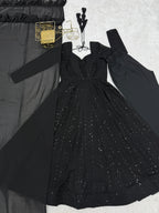 Lucknowi Georgette Anarkali Suit Set | Sequin & Thread Work with Dupatta & Pant