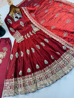 Fendy Silk Gown Set | Sequin Embroidered Dupatta | VrindaaLuxe