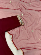 Faux Georgette Mirror Work Top Palazzo Set | Net Dupatta Party Wear