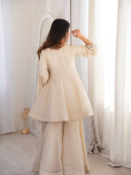 Real Mirror Work Chinon Plazzo Set | Kodi Lace Dupatta | Festive Ethnic Wear
