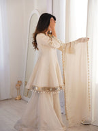 Real Mirror Work Chinon Plazzo Set | Kodi Lace Dupatta | Festive Ethnic Wear