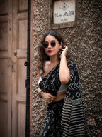Black Mul Cotton Ready-to-Wear Saree